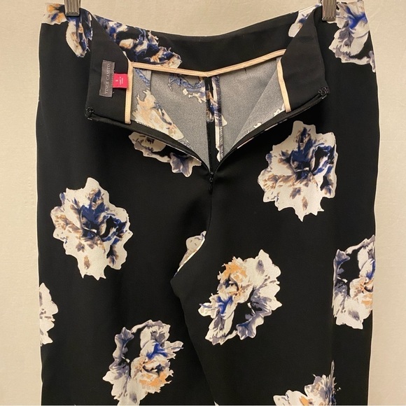 Vince Camuto 6 Wide Leg Crop Pants Flowy Drapey High Rise Black Floral Flowers - Picture 6 of 11